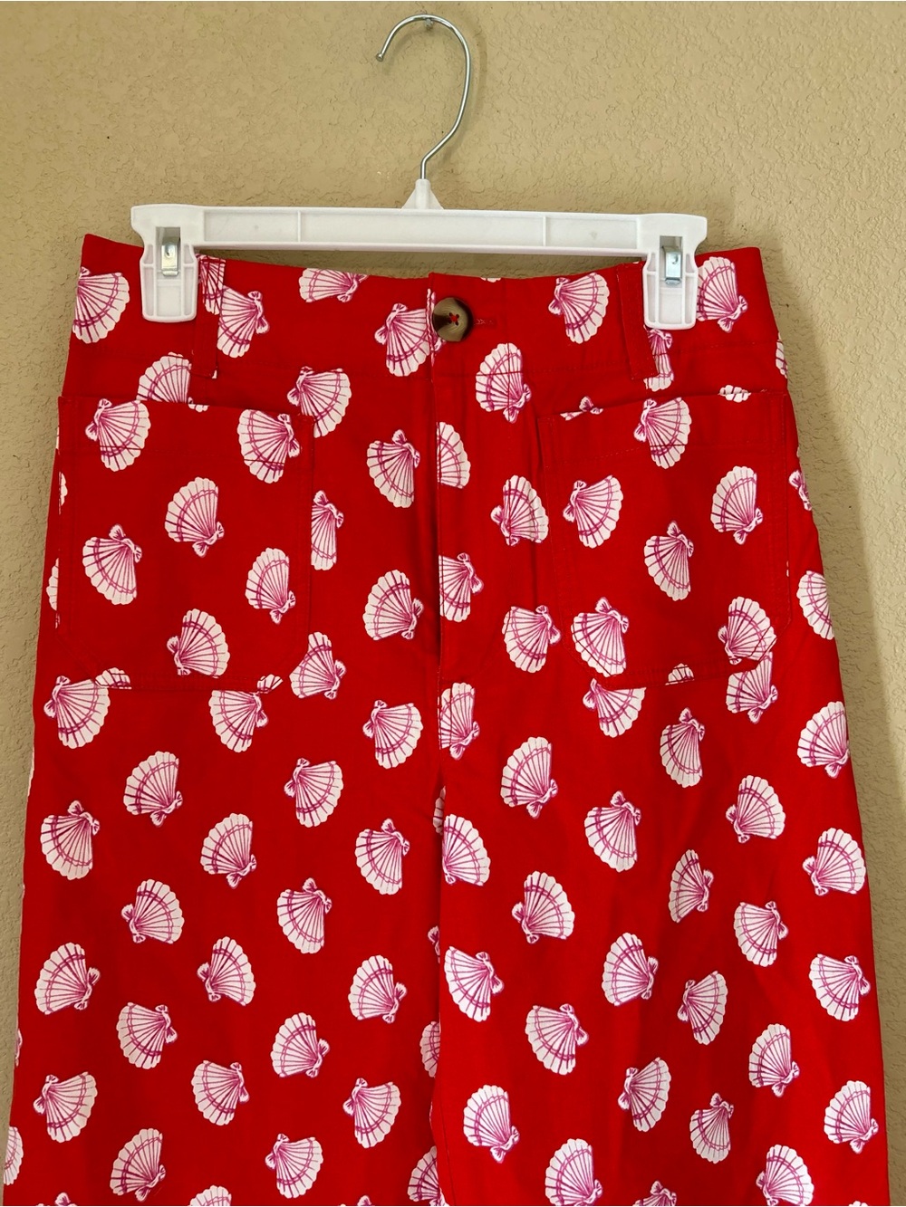 Maeve Colette High-Rise Red Shell Printed Cropped Wide-Leg Pants Size 28 - Picture 5 of 10